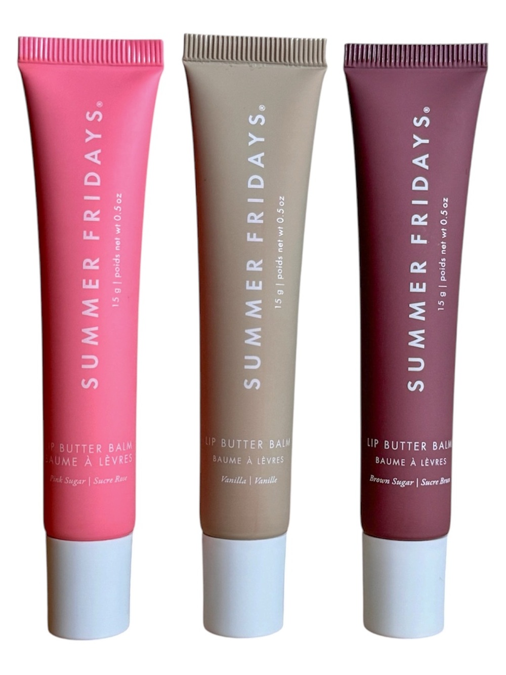 Summer Fridays Lip Butter Balm Trio — Pink Sugar, Vanilla, Brown Sugar New